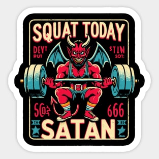 Squat Today Satan - Cartoon Devil - Workout Gym Sticker